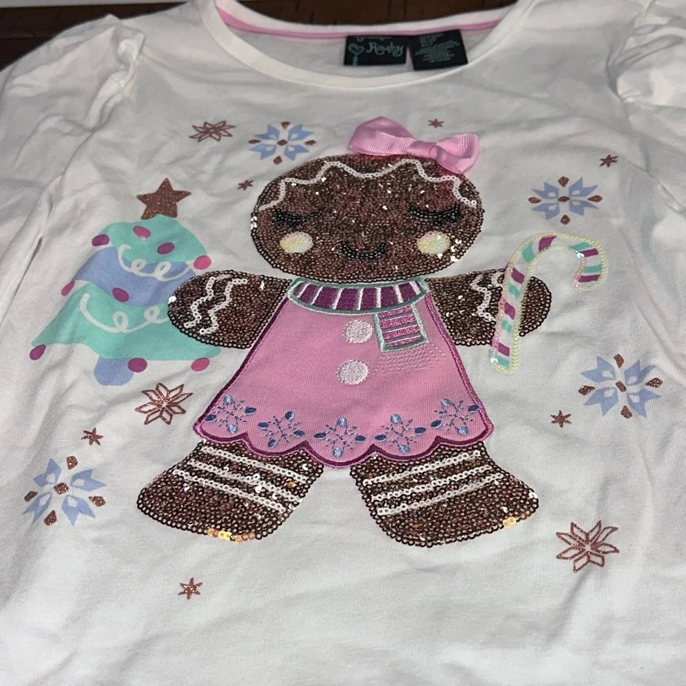 Cynthia Rowley girls 7/8 size White Gingerbread Pajama 2-Piece‎ set